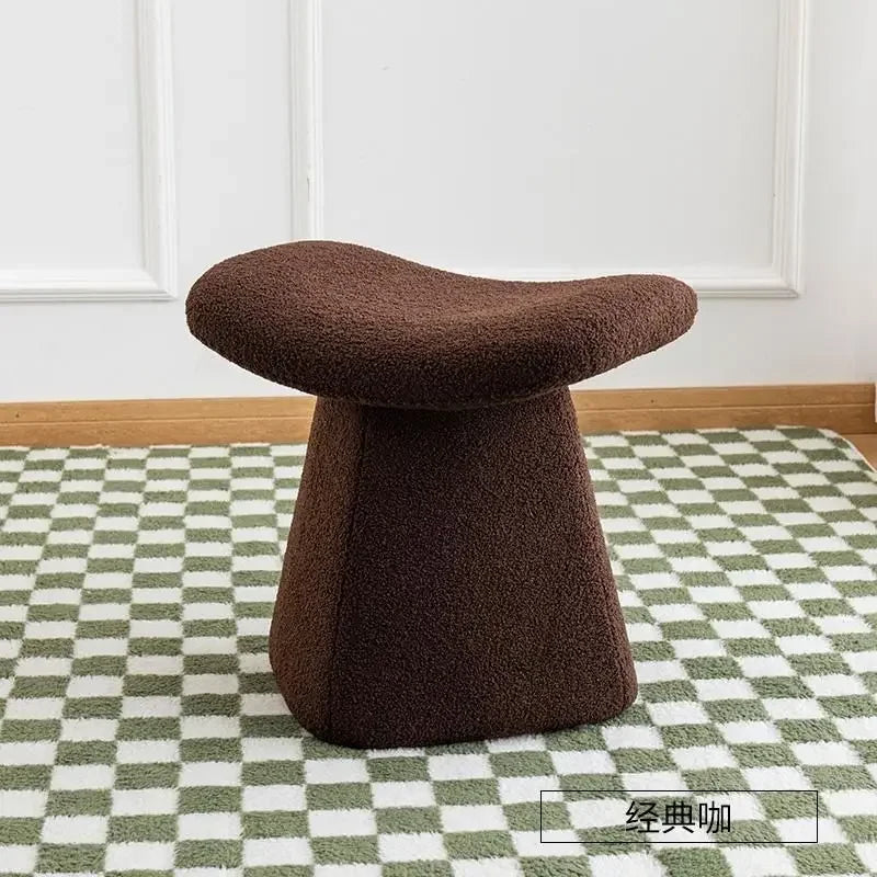 Nordic Ottoman Sitting Pouf Stool - Wooden Vanity Chair