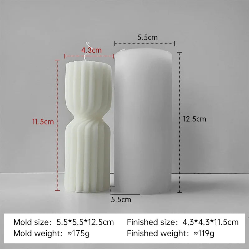 Striped Cylinder Aroma Candle Silicone Mold Soy Wax Candles Making Supplies