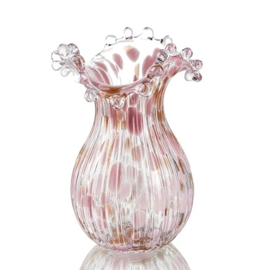 Glass Vase for Flowers, 8.5" Blown Glass Vase