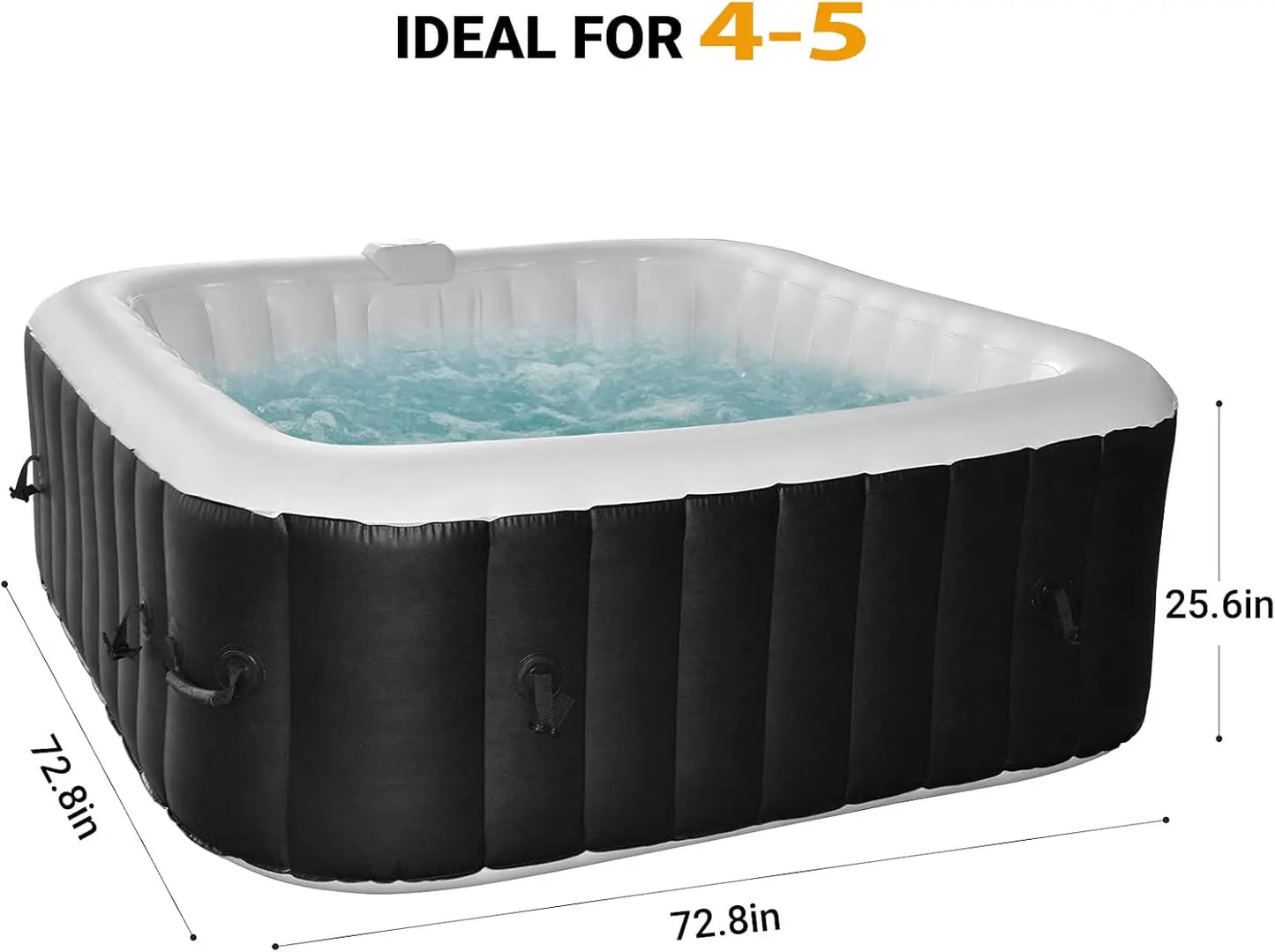 AquaSpa Portable Hot Tub 72X72X26 Inch Air Jet Spa  130 Bubble Jets