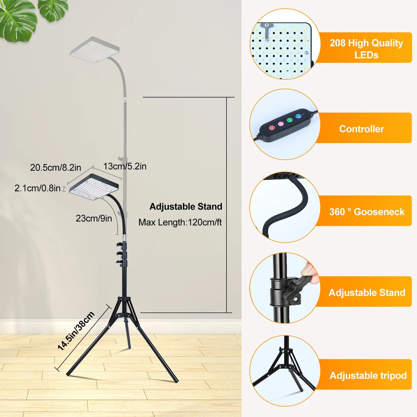 Grow Lights with Stand and Timer, 24"-64" Height Adjustable