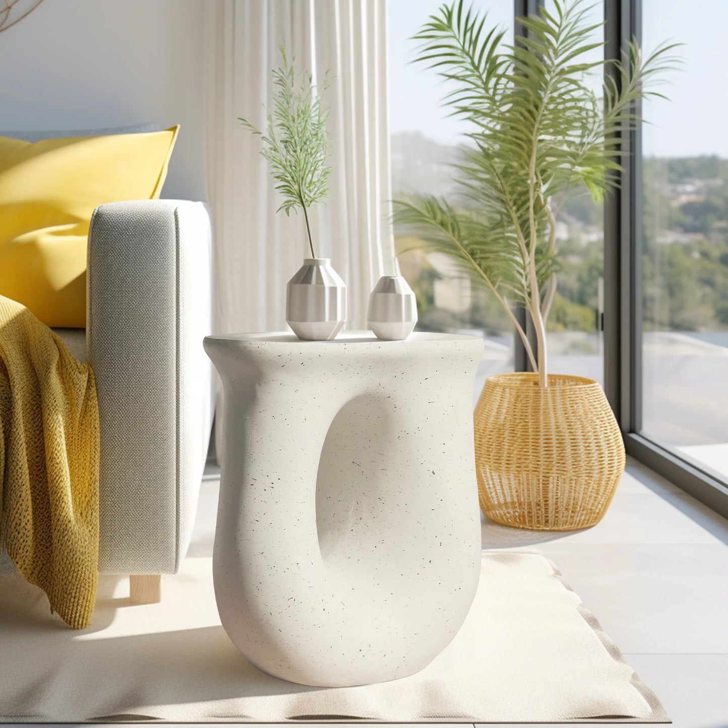 U-Shaped Geometric Side End Table