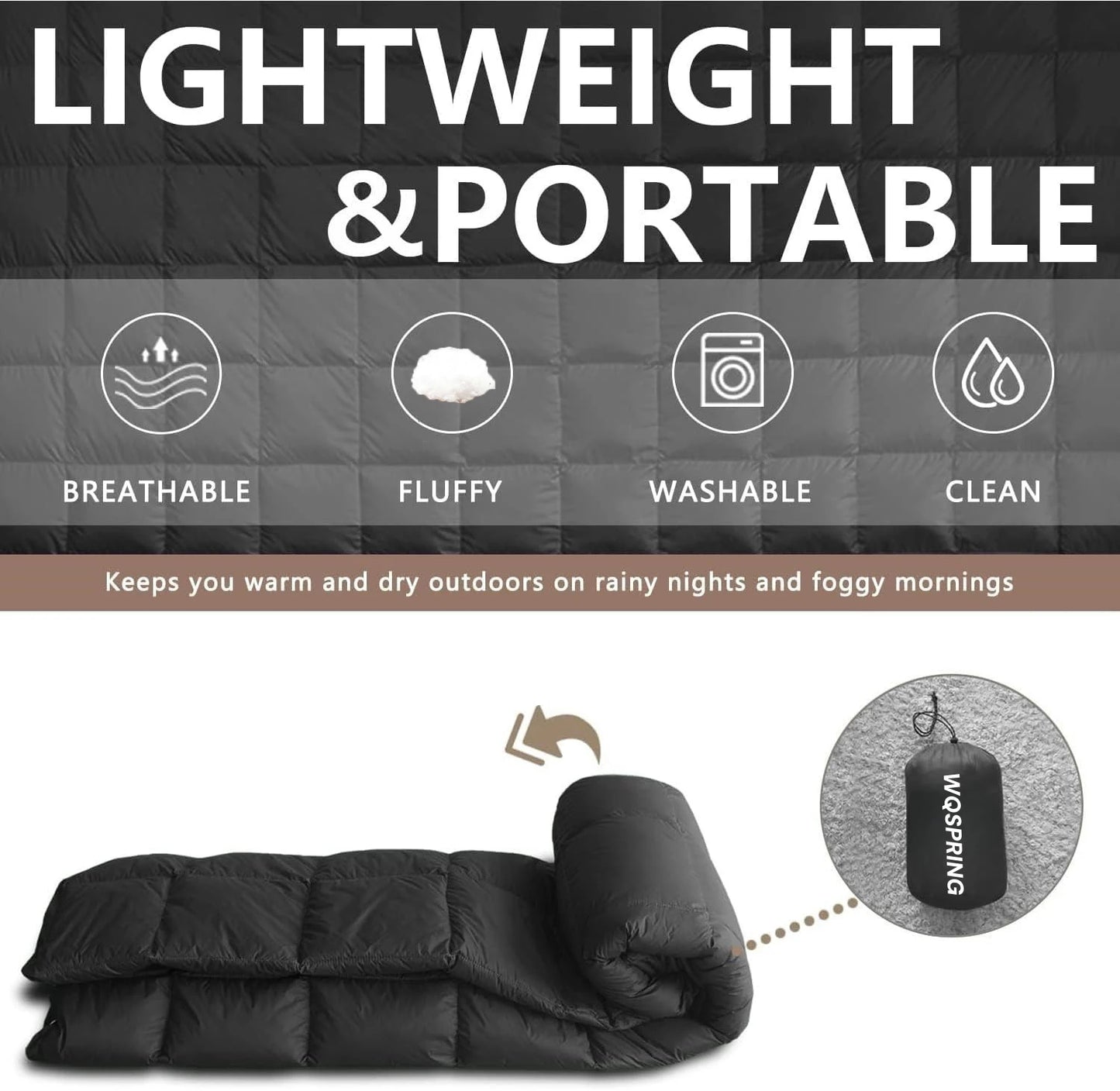 Waterproof Camping Blanket, Puffy Blanket Down Alternative Blanket