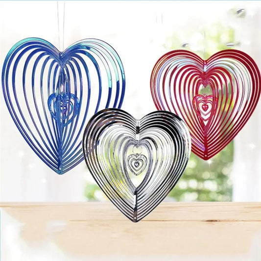 Metal Wind Chime Beating Heart Love Rotating Wind Chime