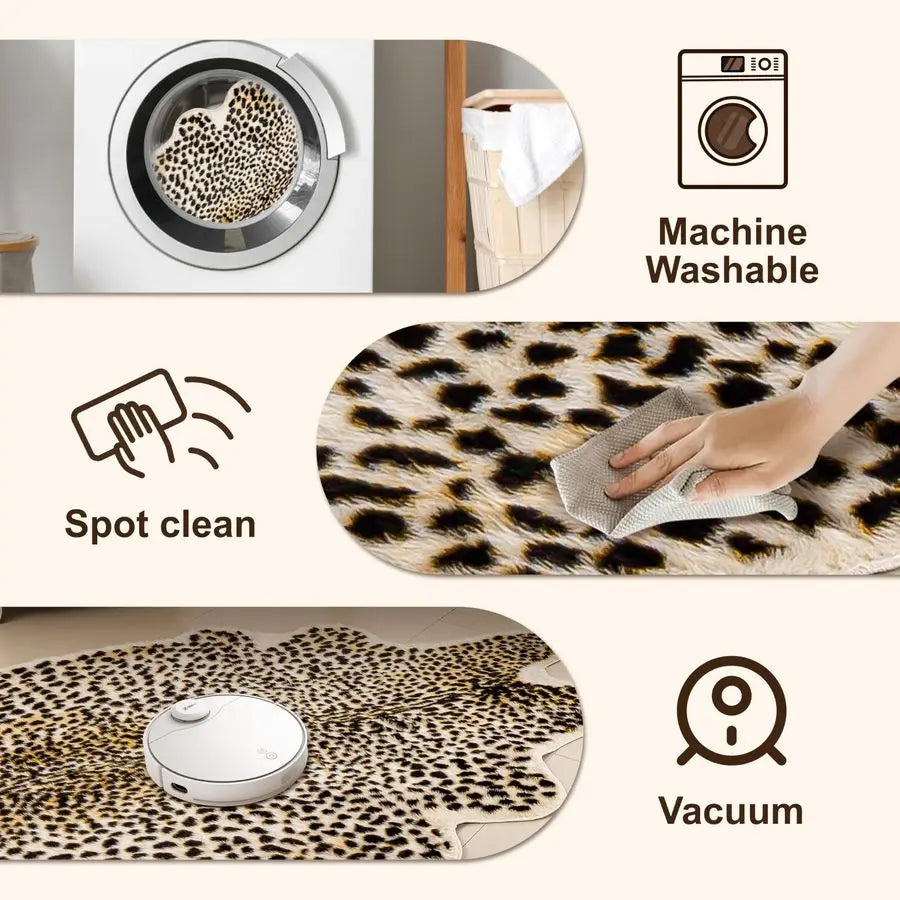 Leopard Rug 5.2x7 Faux Animal Print Skin Cheetah