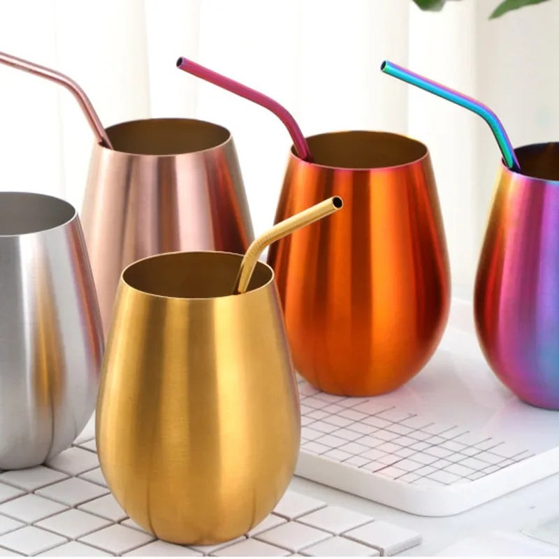 500ml Stainless Steel Titanium Plating Wine - Beer Glasses