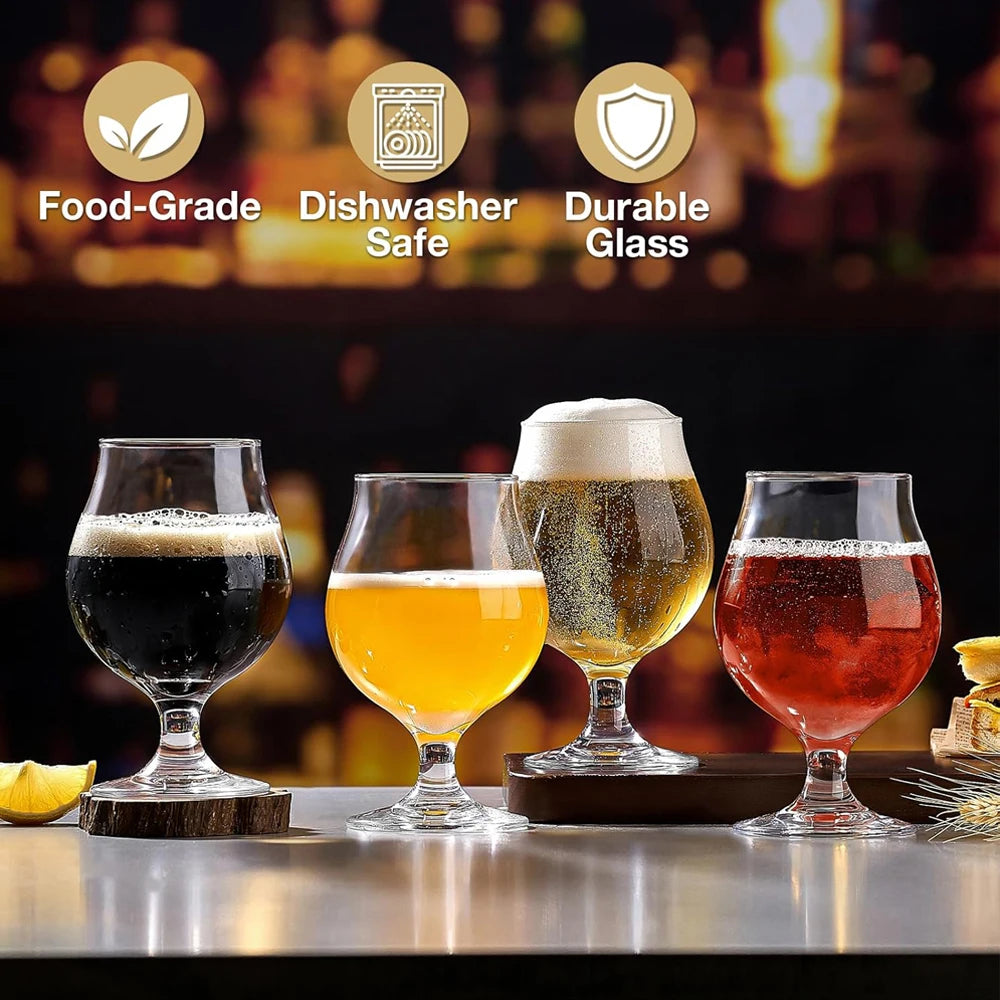500ml Beer Glasses Classic Craft Goblet Glasses, Premium Tumbler Set, Pub, Unique Design Beer Glasses, Dishwasher Safe