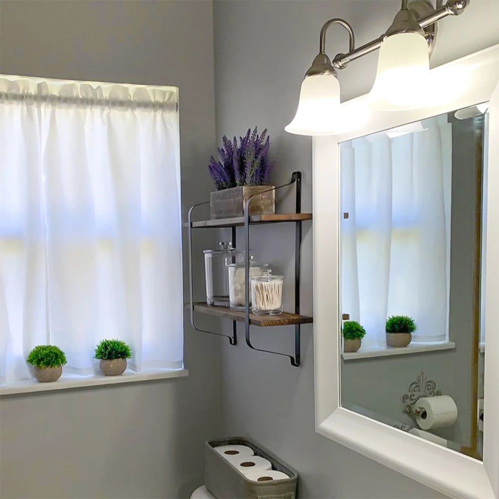 Wall Mounted Rack Display Wood Wall Shelves Rustic 2-Tier