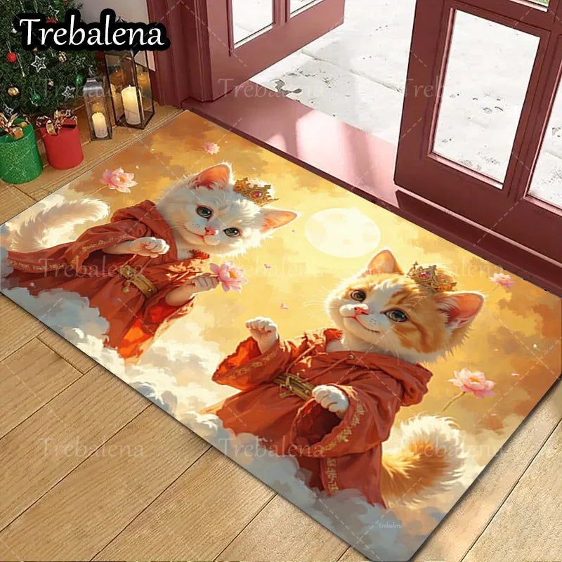 1pc Welcome Door Mat Adorable Angel Cats Doormat