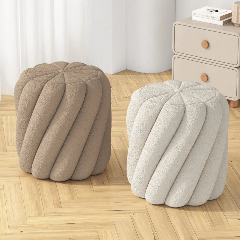Lamb Wool Makeup Stool Chair Circular Specific Stool