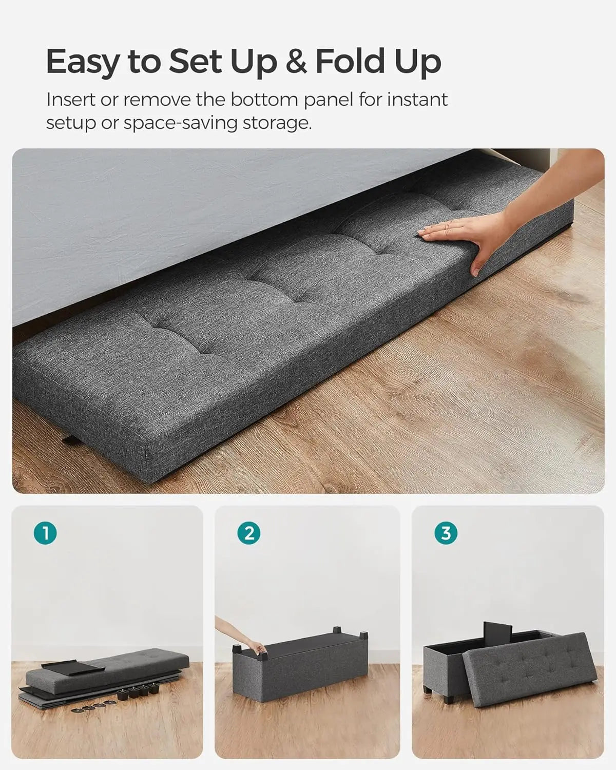 Ottoman Bench, Foldable Foot Rest with Legs