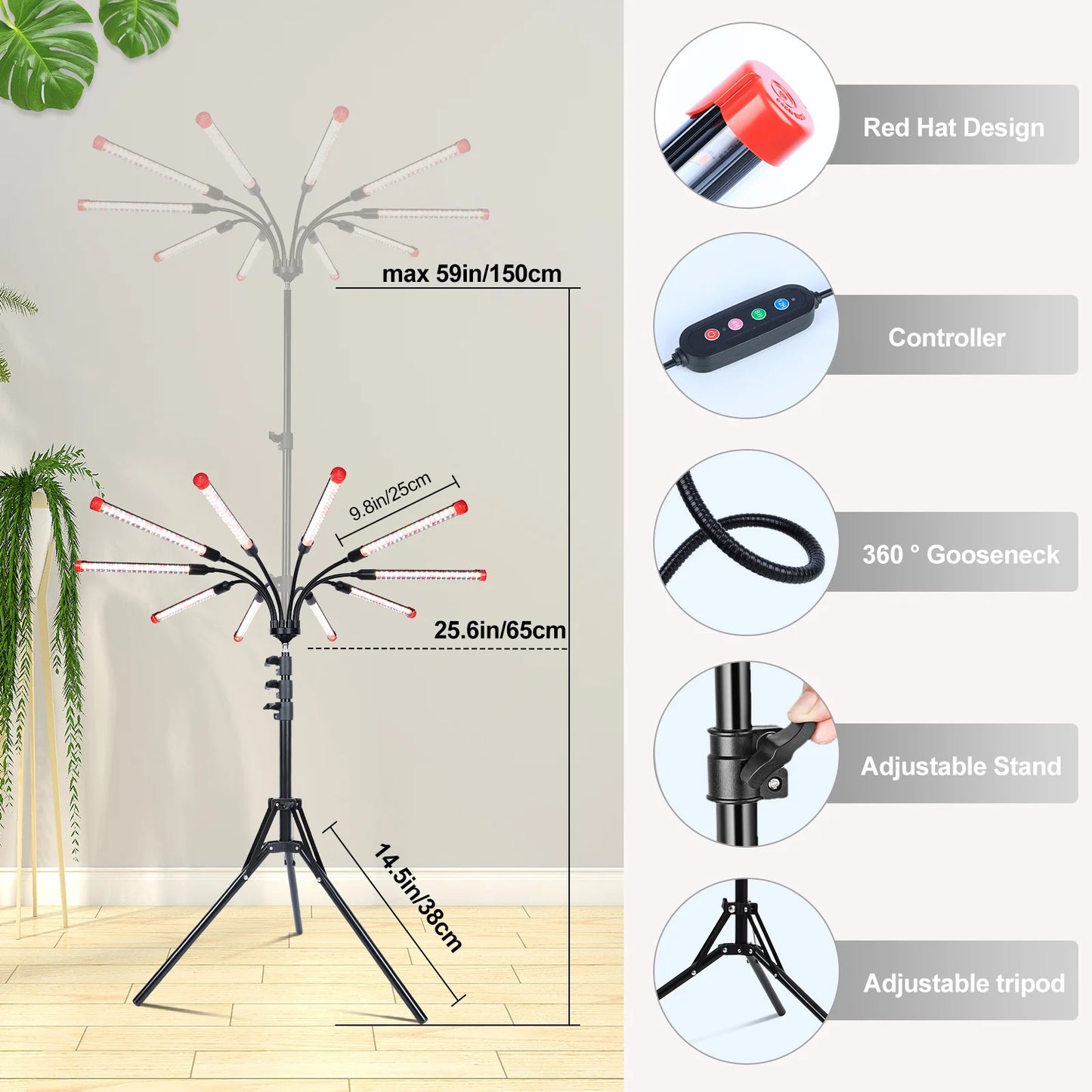 GameChanger! 90W, NOT 24W, Bright 10Head Stand Grow Lights