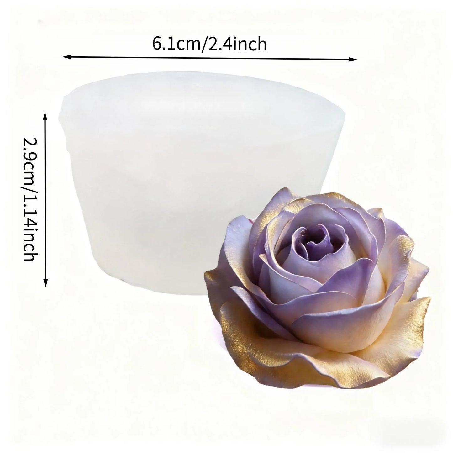 1 Piece 3D Elegant Rose Silicone Mold - Reusable Flexible Mold for Candles, Resin Art, Handmade Soap and Clay Making