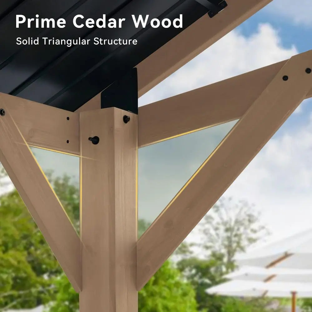 12 x 20 Outdoor Wood Gazebo, Hardtop, Wooden Pavilion