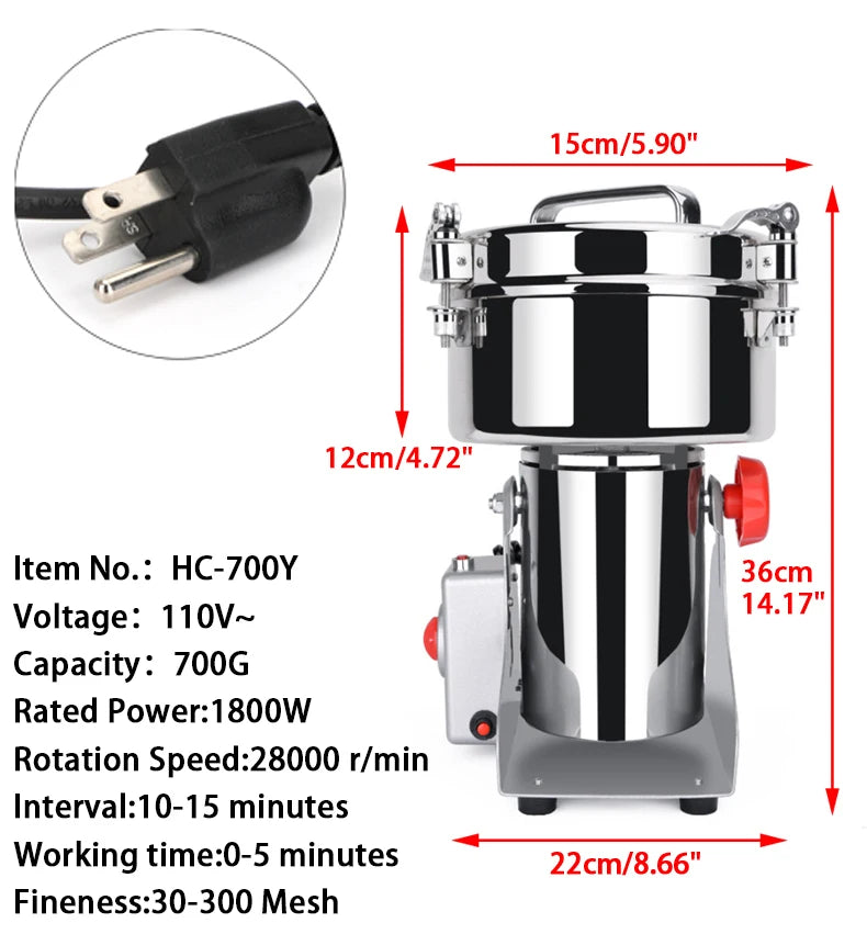 700g Herb Grain Grinder Electric Mill