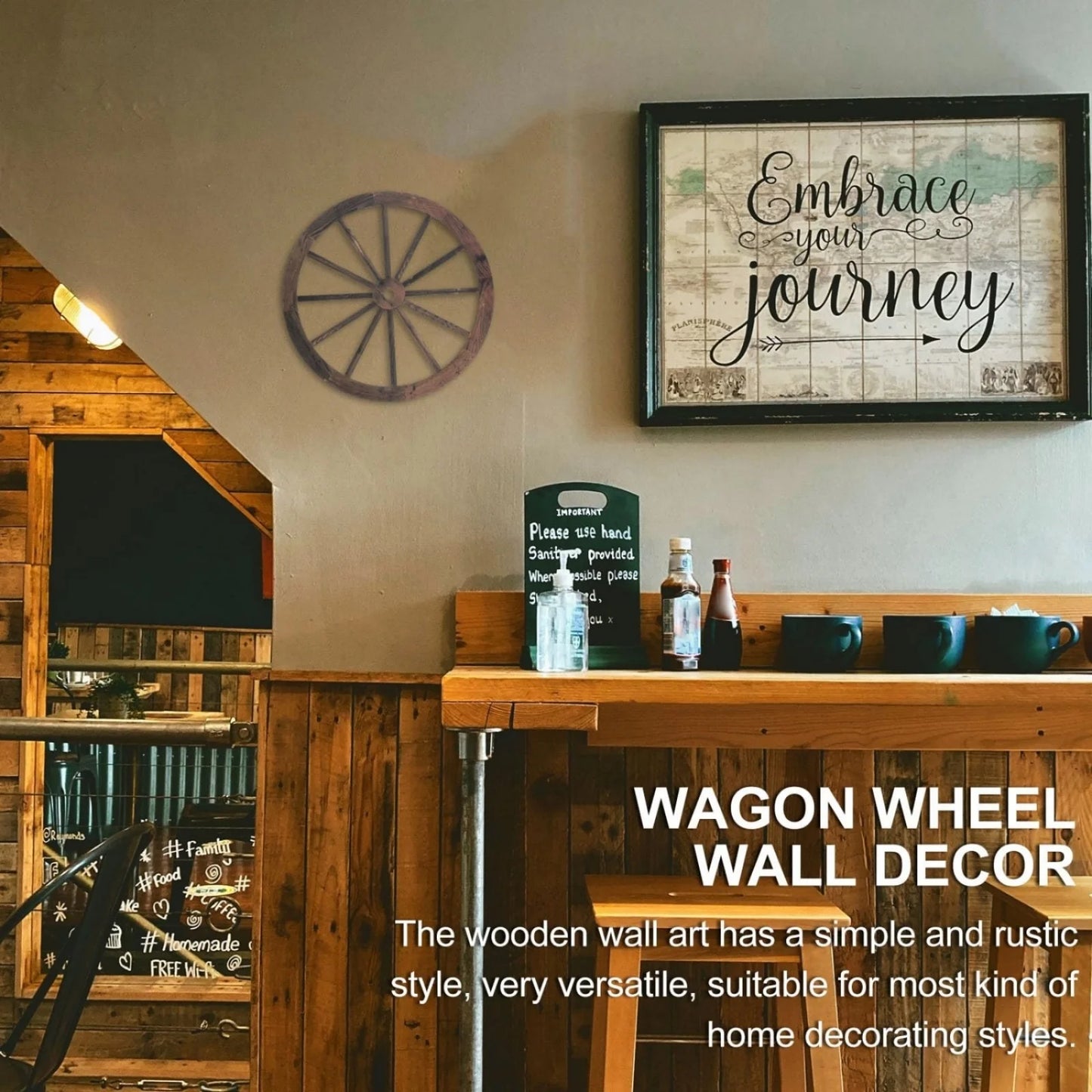 3 Pieces Retro Wooden Horse Wheel Hanging Decorative Pendant