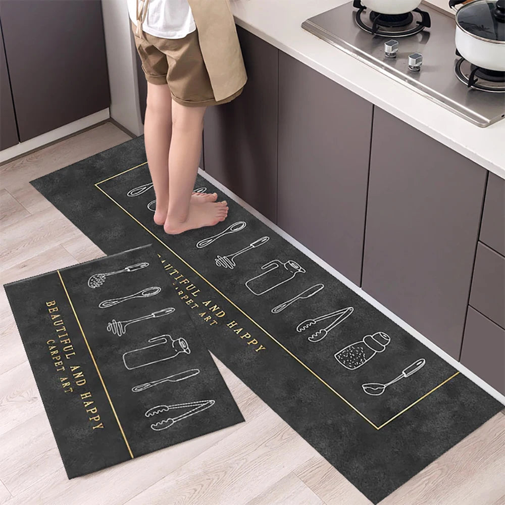 Non-slip Kitchen Mat Long Rugs Crystal Velvet Carpet