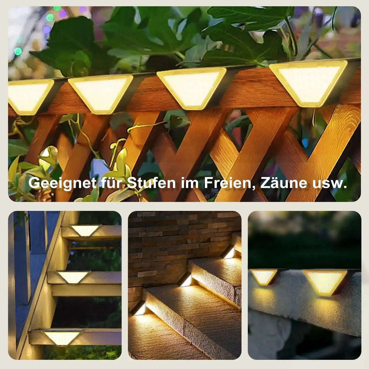 1-4PCS Solar Lights for Outdoors Stair Lamps Warm White LED