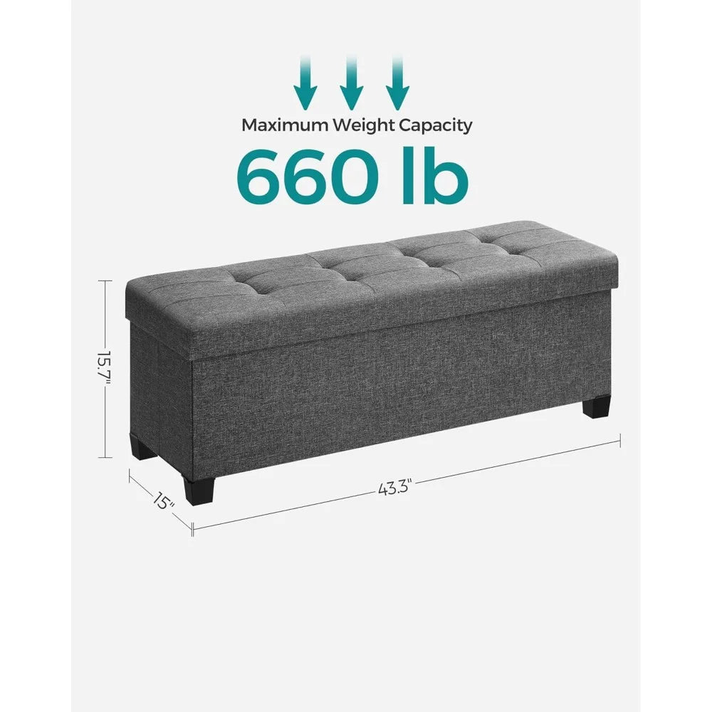 Ottoman Bench, Foldable Foot Rest with Legs