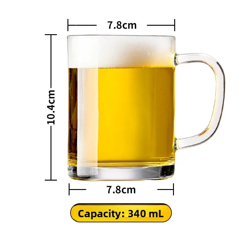 Large Capacity Beer Glass with Handle High End Glass Drinking Cup
