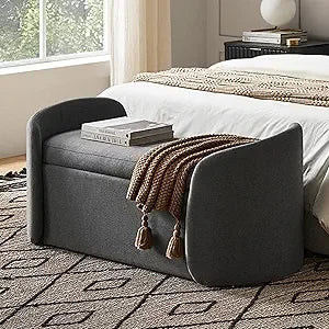 Luna Round Ottoman with Storage and Tray, Round Coffee Table