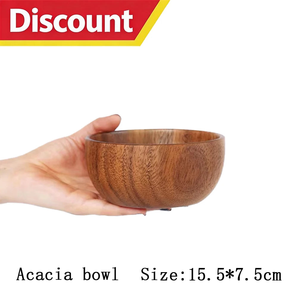 Natural Acacia Wooden Bowl Japanese Style Wood