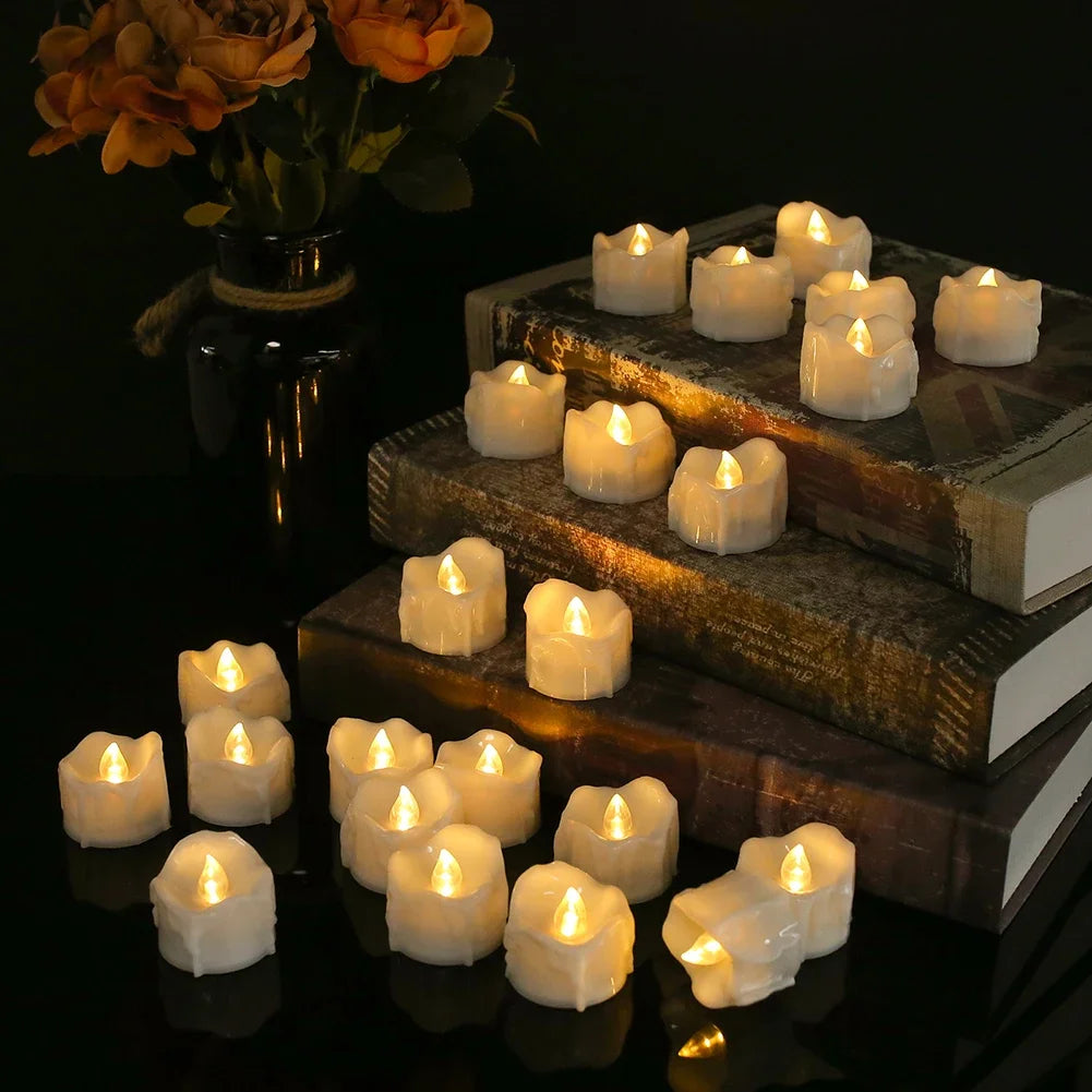 12/24Pcs Remote Flameless Votive Candles Flickering LED Tealights