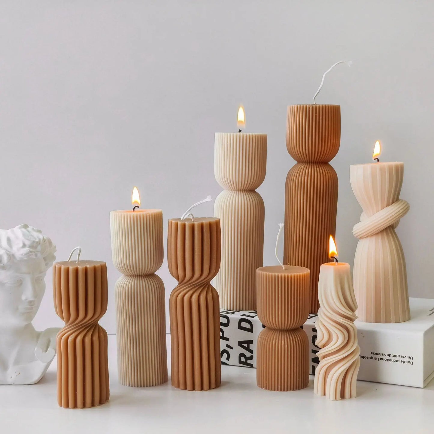 Striped Cylinder Aroma Candle Silicone Mold Soy Wax Candles Making Supplies
