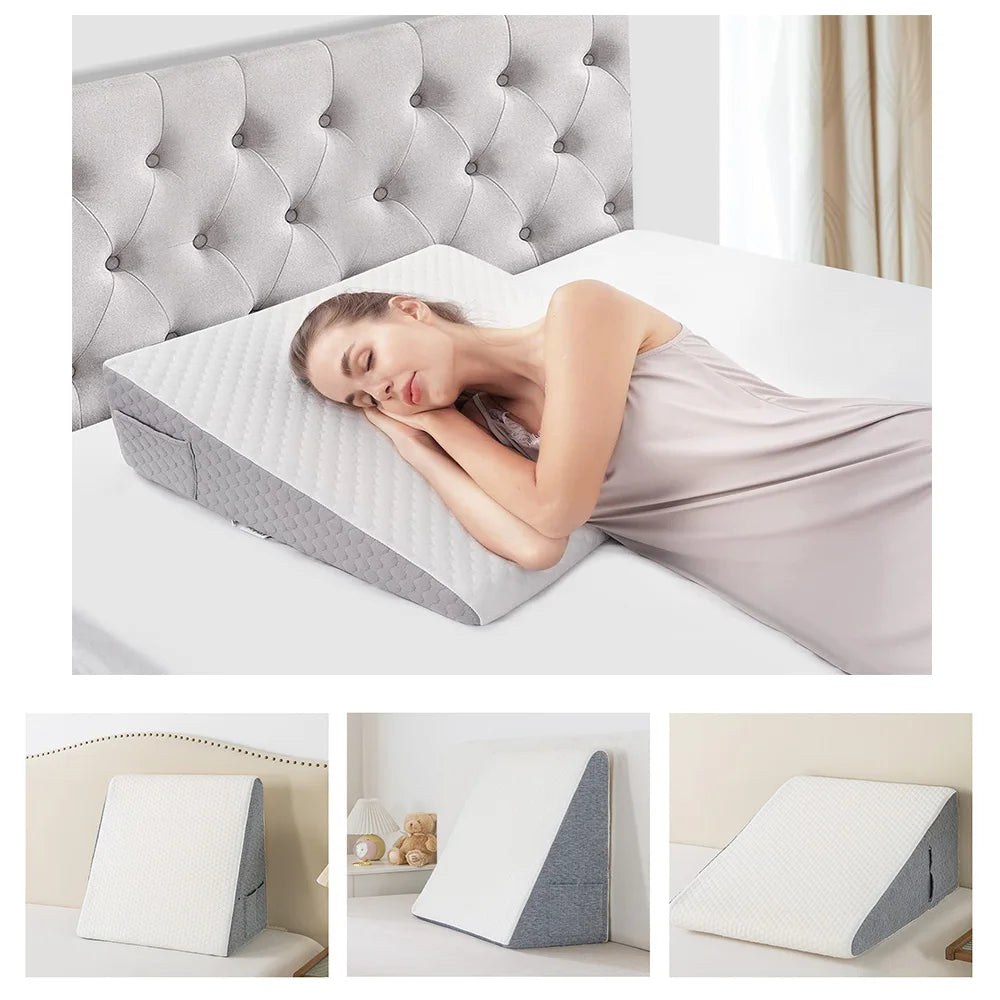 Bed Wedge Pillow for Sleeping, Soft Memory Foam Top