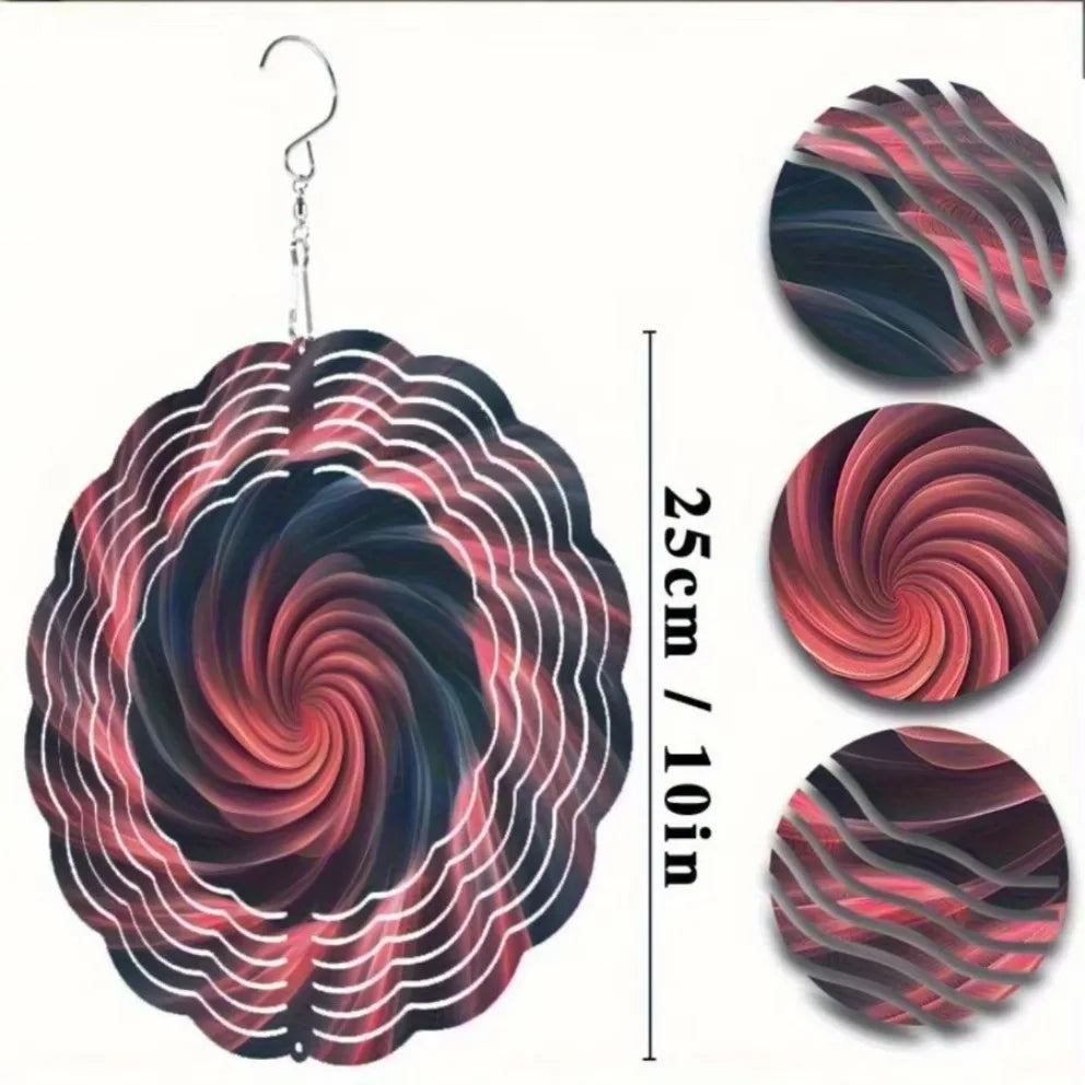 2D  Metal Wind Chime (Black & Red Rustic, 360° Hook)
