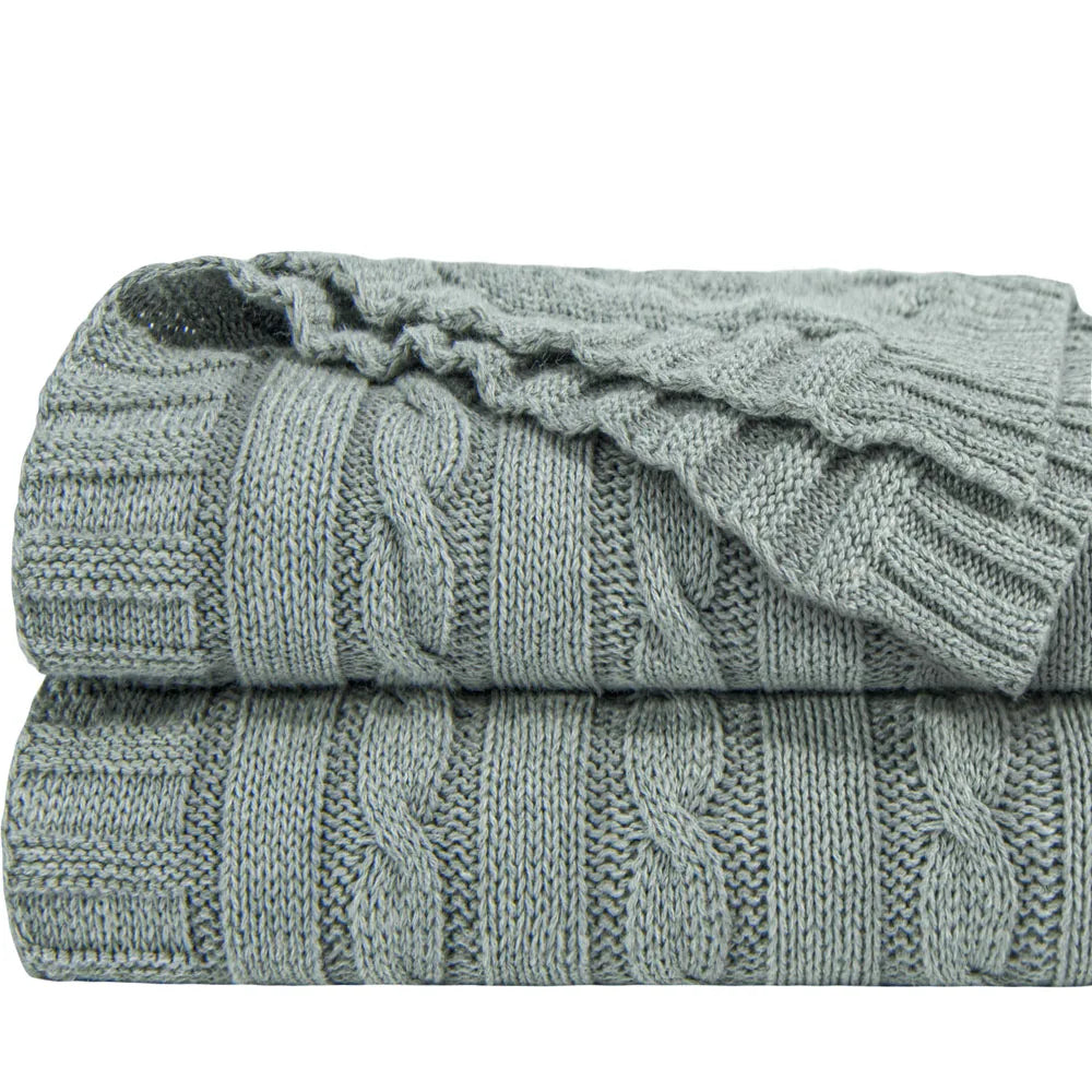 100% Cotton Cable Knit Throw, Super Soft Warm