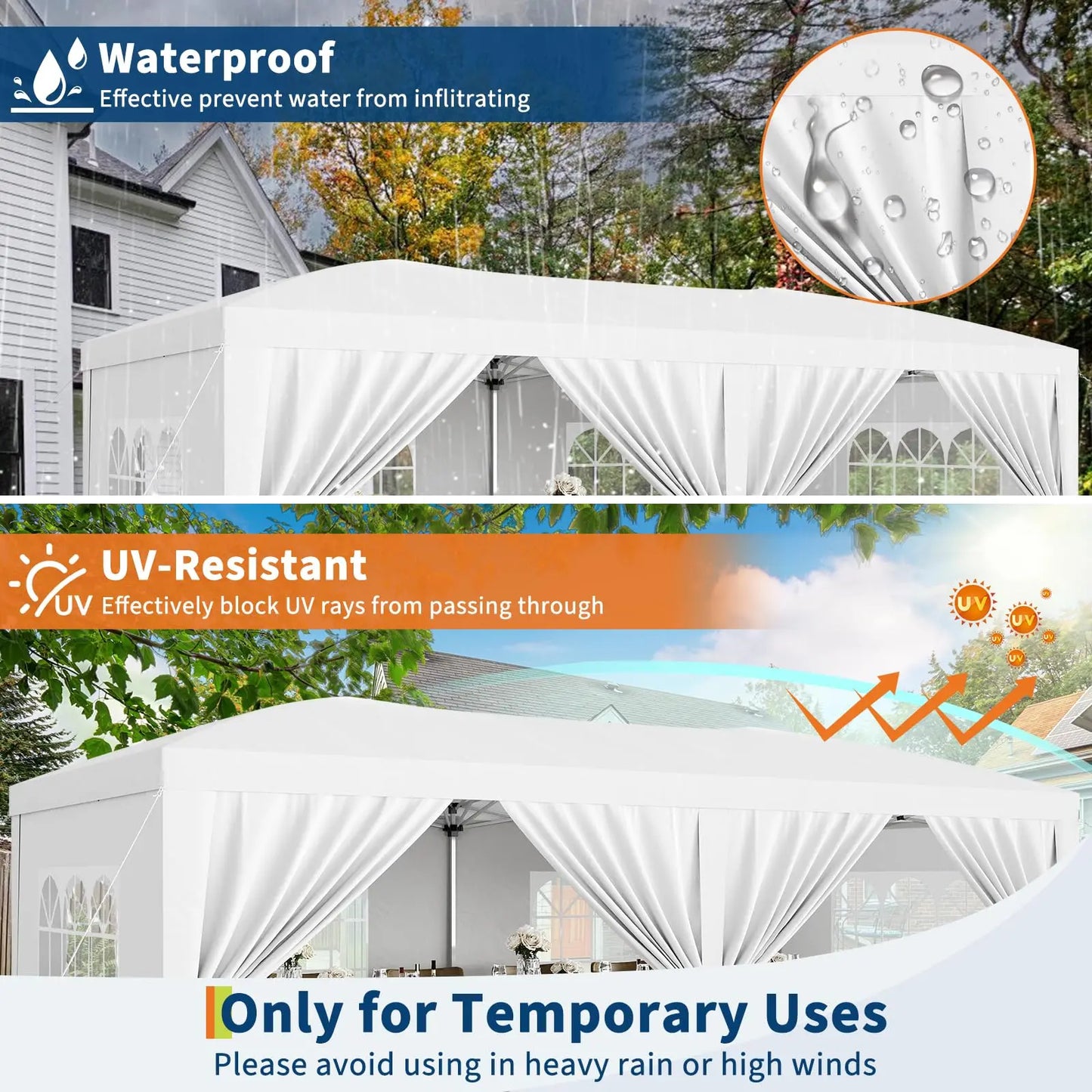 10x20 FT Pop Up Canopy Tent, Heavy Duty Waterproof Shelter