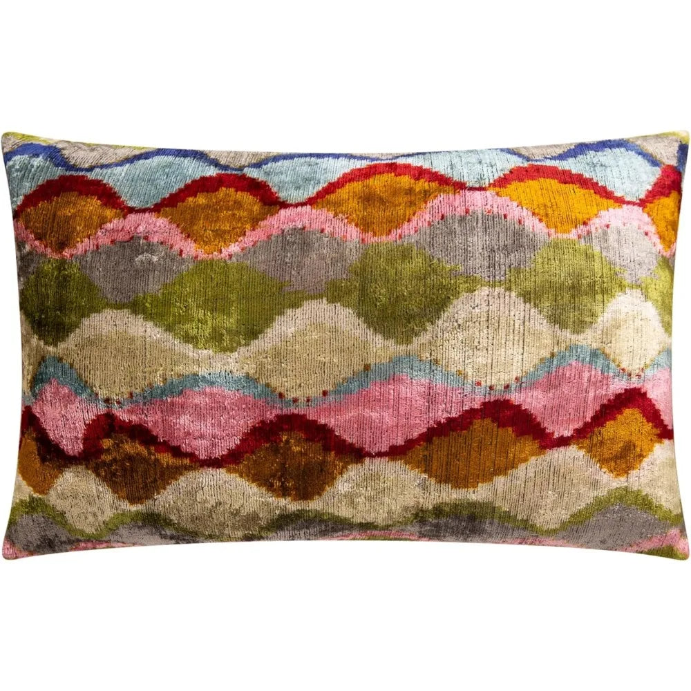 Velvet Throw Pillow 16x24 Inches - Soft  Cushion Feather Fill - Multicolored