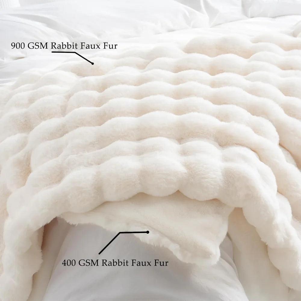 Faux Fur Throw Blanket for Couch - Thickened Fluffy Soft