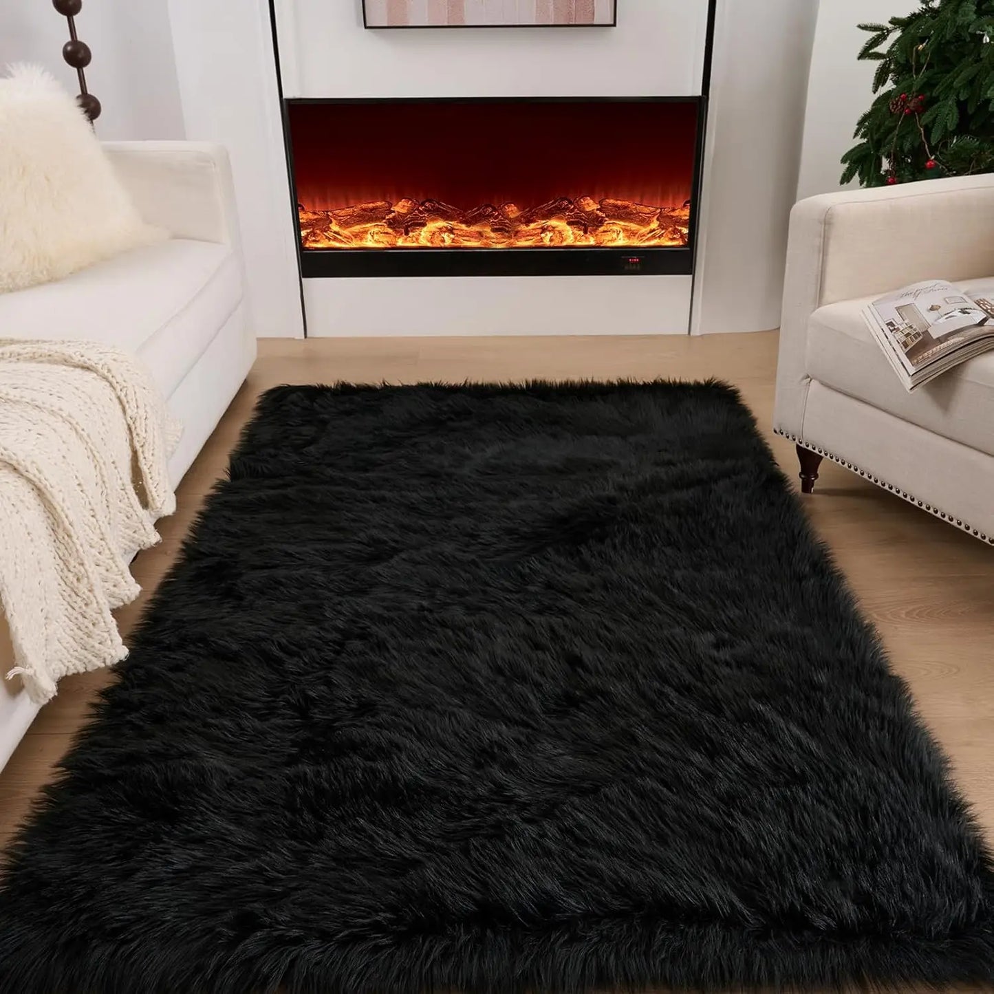 Area Rugs 10x12 Fluffy Fuzzy Furry Rug Faux Sheepskin