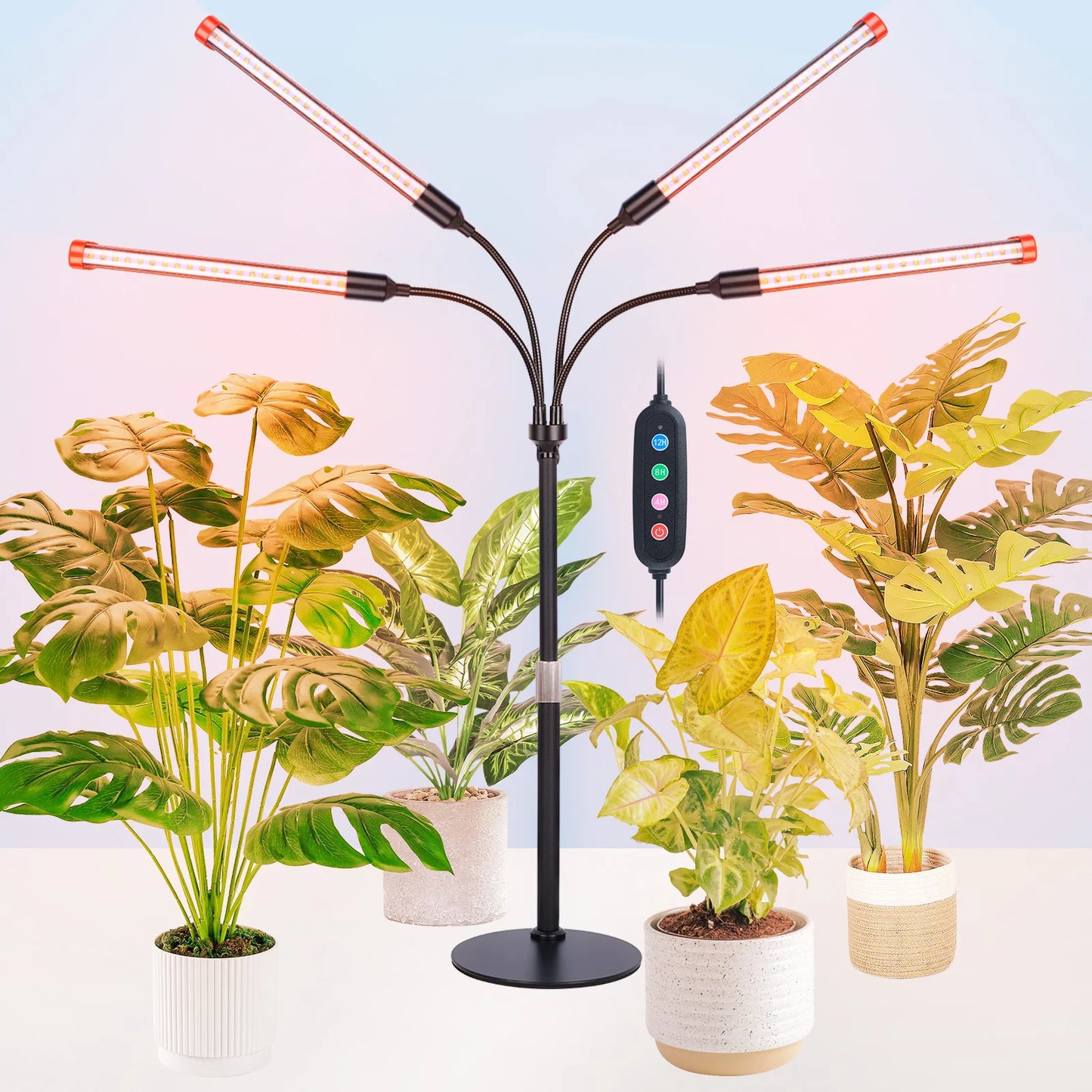 4-Head Table Top Grow Lights for Indoor Plants,Timer, 36W