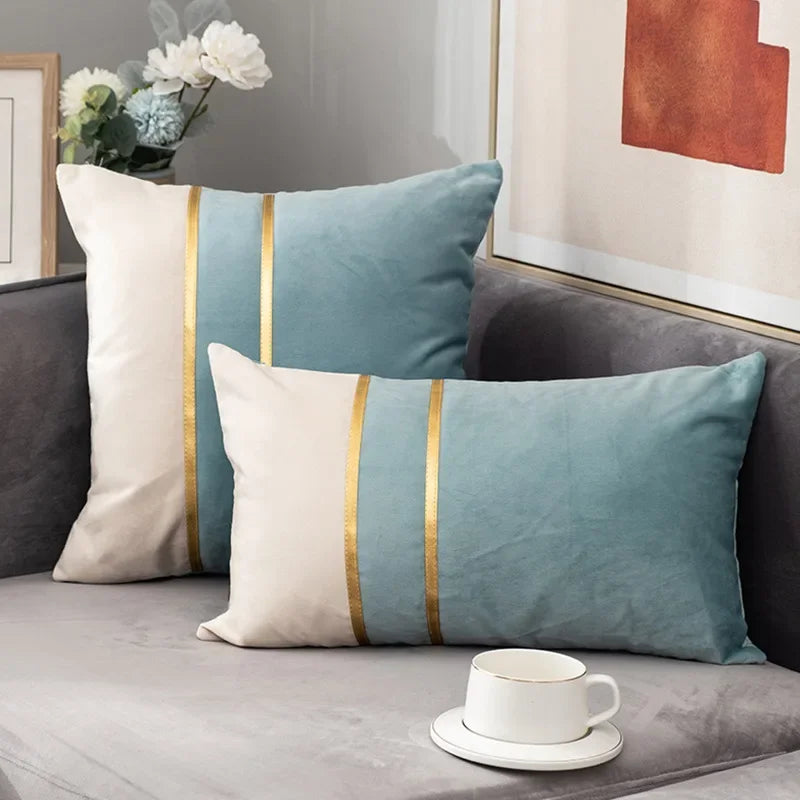 Cushion Cover Color Stitching Dutch Velvet Throw Pillow Case