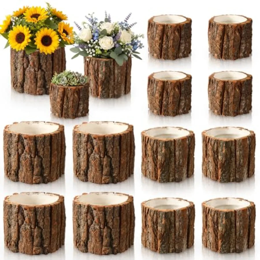 2 Pcs Wooden Vase for Centerpieces