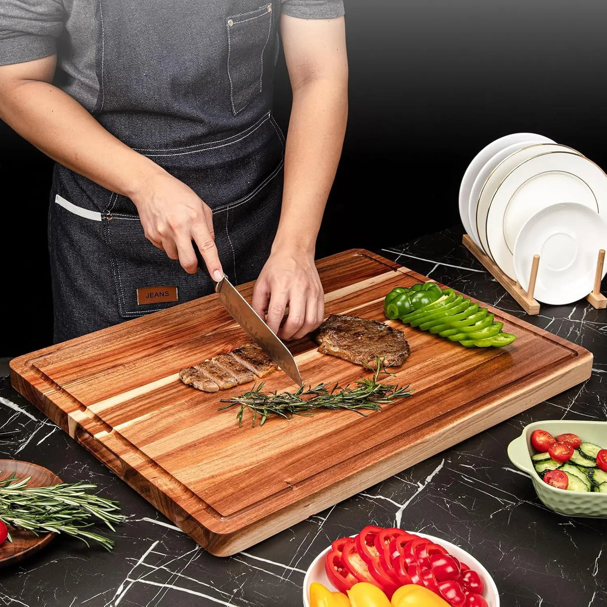 Extra Large Wood Cutting Charcuterie Butcher Block 24 x 18 x1.2 in