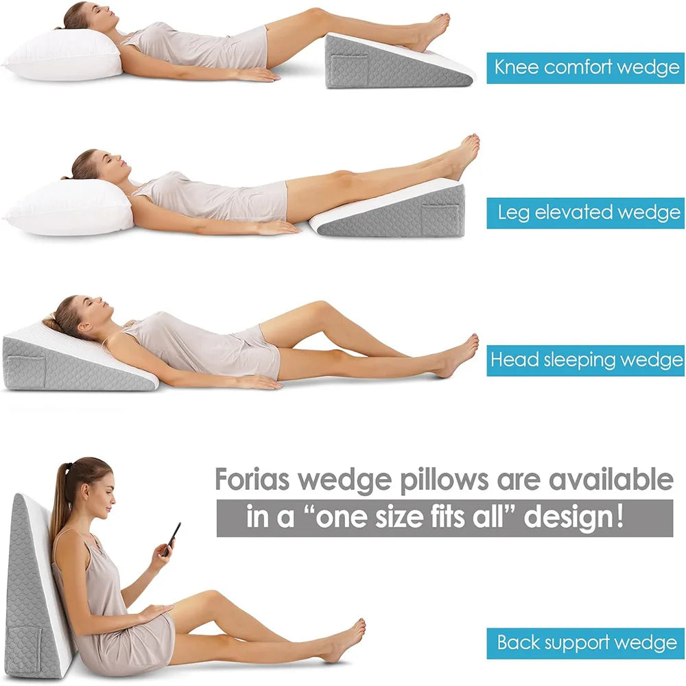 Bed Wedge Pillow for Sleeping, Soft Memory Foam Top