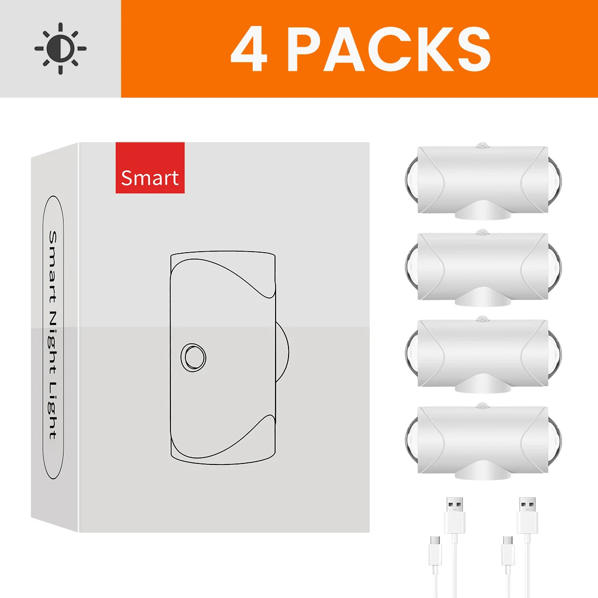 LED Motion Sensor Lights, 3 Modes, 8 Lighting Colors, USB