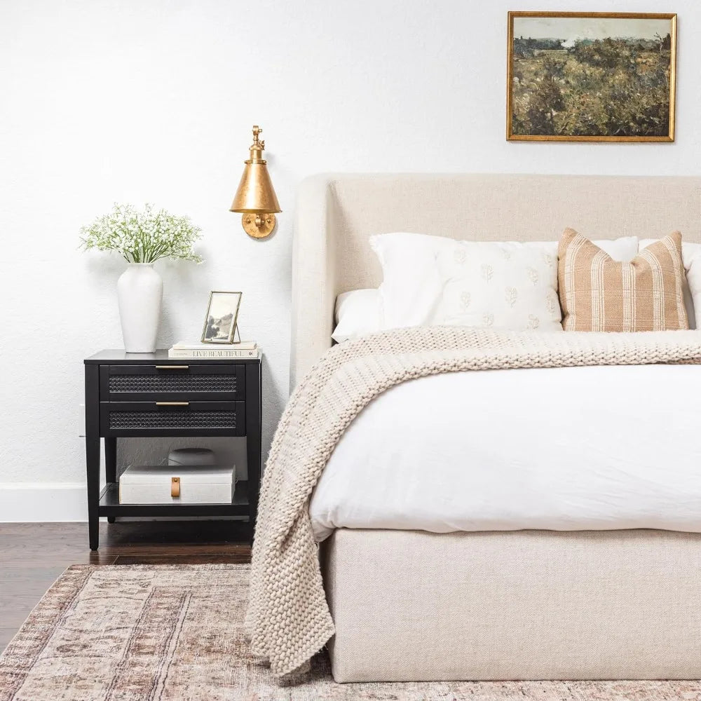 12 Inch White Ceramic Vase with White Baby's Breath