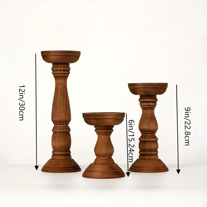 3pcs Rustic Farmhouse Wooden Candle Holders