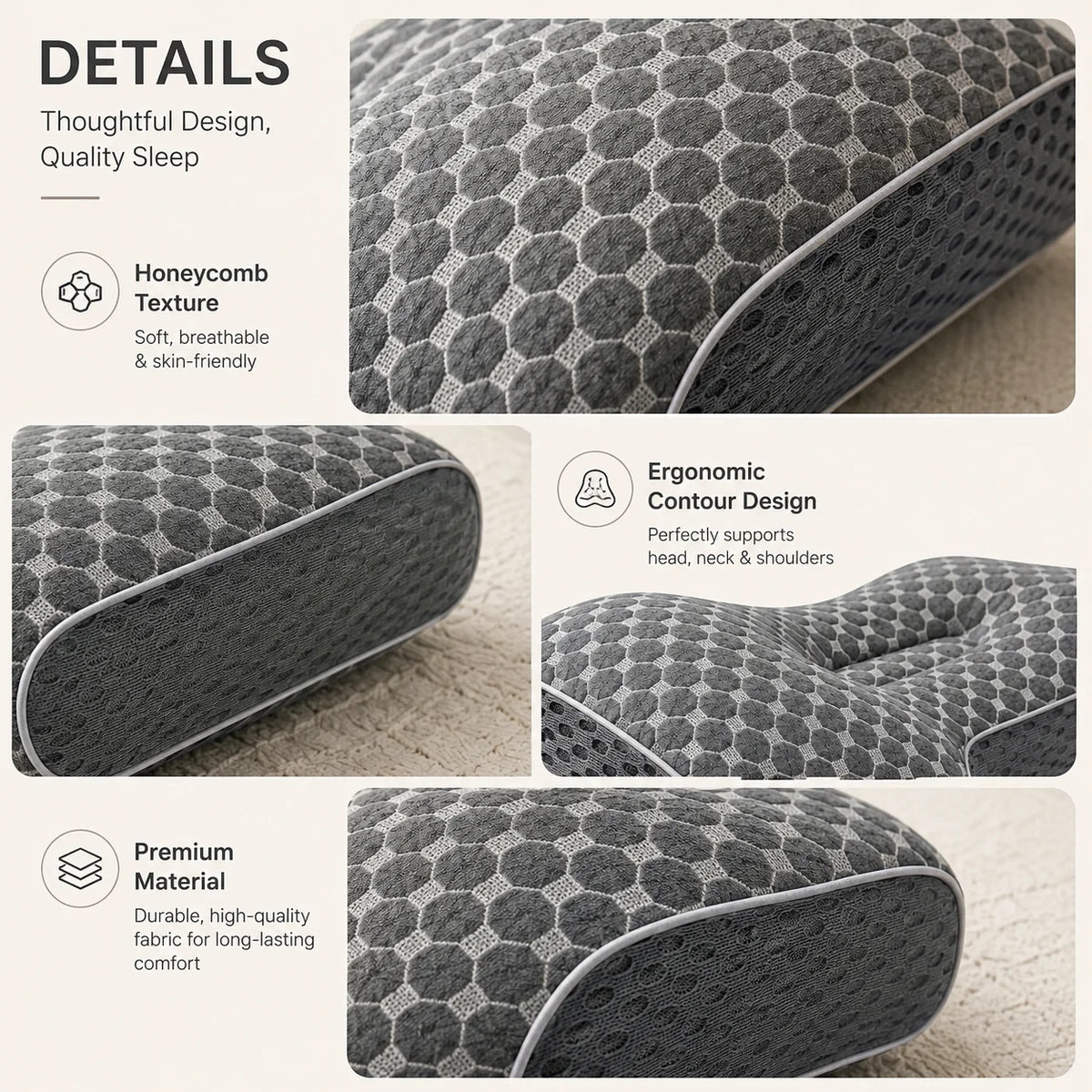 Soybean Fiber Ergonomic Cervical Pillow for Neck Support