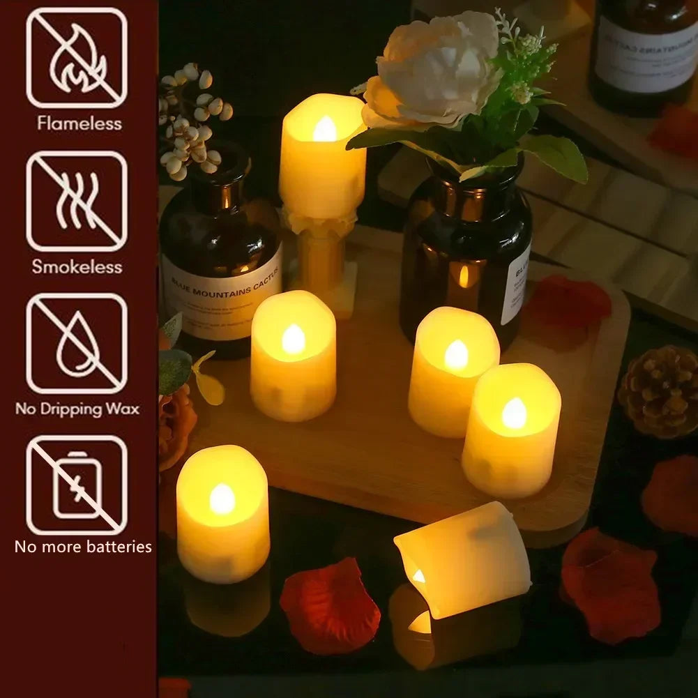 6Pcs/Set Rechargeable LED Candle Timer Remote