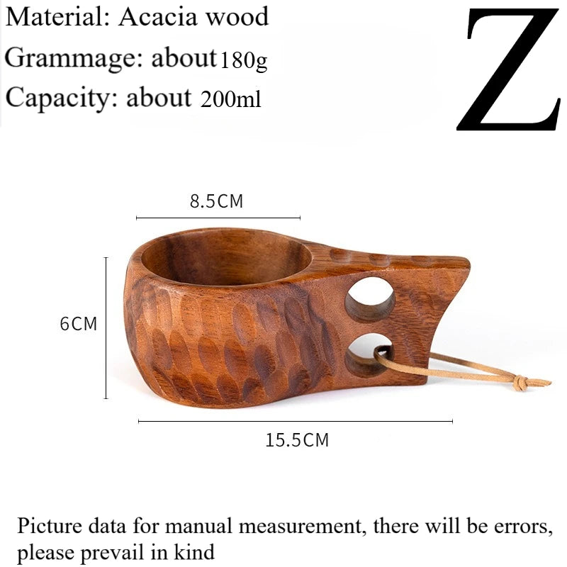 New200ml Outdoor Wood Cup Mug Coffee Milk Acacia-Wood