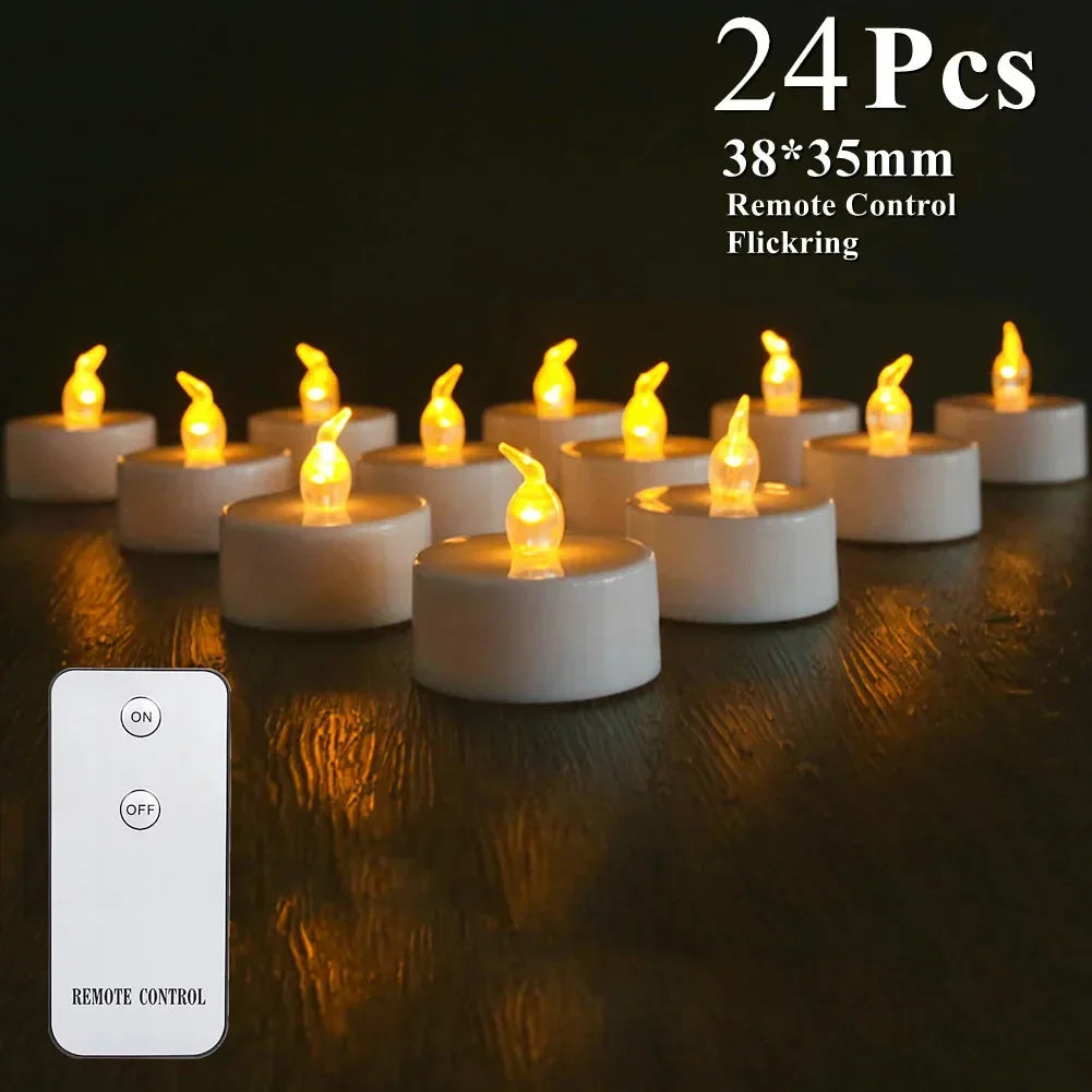 6/24Pcs Flameless LED Candles Tea Light - Battery Powered