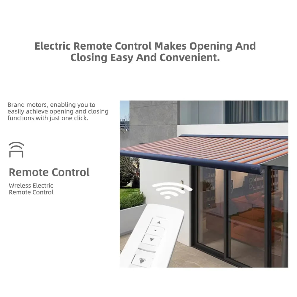 Electric Awning Aluminum Frame Retractable Canopy Roof