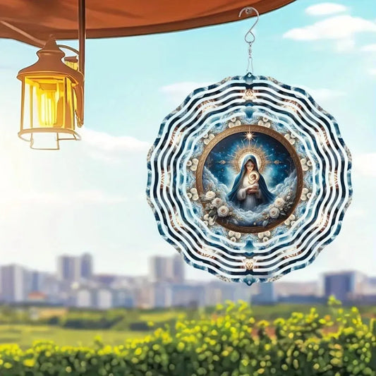 2D Laser-Cut Metal Wind Chime (Kinetic, 360° Rotating Hook)