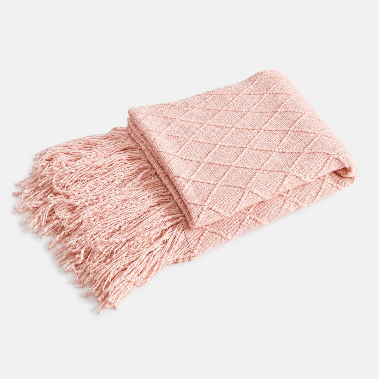 Khaki Popcorn Bobble Textured Knit Throw Blanket with Tassel Fringe, Soft Knitted Decorative Blanket, Lightweight Cozy Cover for Couch Sofa Bed, Boho Farmhouse Home Decor for Living Room Bedroom